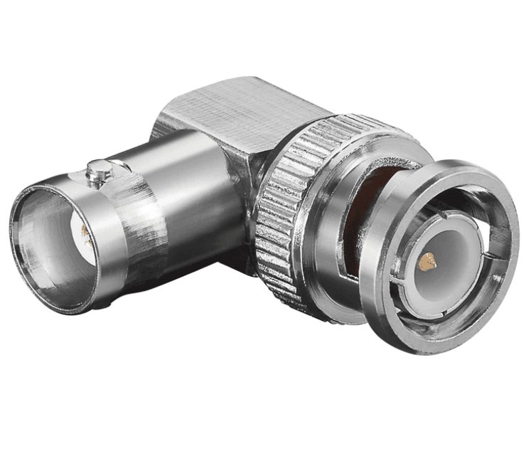 Переходник антенный BNC/50ohm M/F (UG306/U) Goobay 90° уговой адаптер Gold